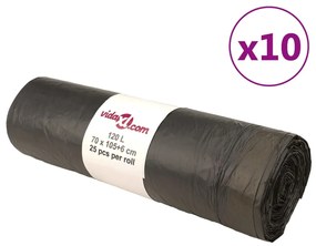 vidaXL Σακούλες Απορριμμάτων με Κορδόνια 250 τεμ. Μαύρες 120 Λ.