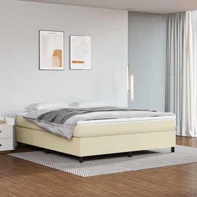 vidaXL Κρεβάτι Boxspring με Στρώμα Κρεμ 160x200εκ. από Συνθετικό Δέρμα