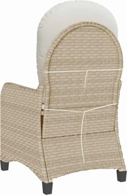 vidaXL Ανακλινόμενη πολυθρόνα Μπεζ 56 x 66 x 95 εκ συνθετικό ρατάν