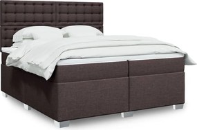 vidaXL Κρεβάτι Boxspring με Στρώμα Σκούρο Καφέ 200x200 εκ. Υφασμάτινο