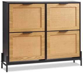 VEVOR Rattan Shoe Storage Cabinet Shoe Storage Organizer with 4 Flip Drawers