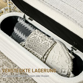 HOMCOM Πάγκος κρεβατιού, αποθηκευτικός χώρος, Teddy fleece, 116x41x40,5cm, Κρεμ