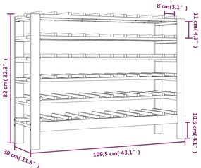 vidaXL Ραφιέρα Κρασιών 109,5x30x82 εκ. από Μασίφ Ξύλο Πεύκου