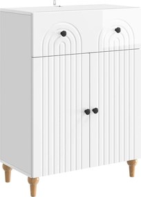 vidaXL Πλαϊνό γραφείο Γυαλιστερό Λευκό 66 x 34,5 x 90 εκ