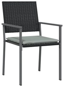 Καρέκλες Κήπου 6 τεμ. Μαύρο 54x62,5x89 εκ Συνθ. Ρατάν&amp;Μαξιλάρια - Μαύρο