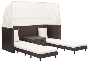 vidaXL Καναπές Κρεβάτι Επεκτεινόμενος Τριθέσιος + Σκίαστρο Συνθ. Ρατάν