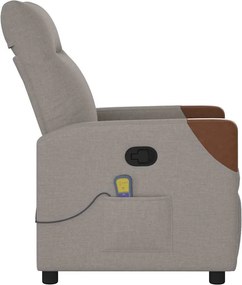 vidaXL Πολυθρόνα Μασάζ Ανακλινόμενη Taupe Υφασμάτινη