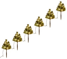 vidaXL Χριστ. Δέντρα Διαδρόμου 6 τεμ. με Θερμά Λευκά LED 45 εκ. PVC