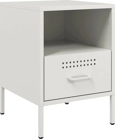 vidaXL Κομοδίνο Λευκό 36x39x50,5 εκ. από Χάλυβα