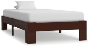 vidaXL Πλαίσιο Κρεβατιού Σκούρο Καφέ 90 x 200 εκ. Μασίφ Ξύλο Πεύκου