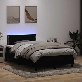 Κρεβάτι Boxspring με Στρώμα & LED Μαύρο 1120x210 εκ. Βελούδινο