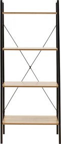 Βιβλιοθήκη- Ραφιέρα Ramon pakoworld φυσικό-μαύρο 60x23x145,5εκ
