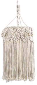 GloboStar CONGO 36206 Boho - Μακραμέ - Macrame Κρεμαστό Φωτιστικό Οροφής Μονόφωτο 1 x E27 Πλεκτό Χειροποίητο Μπεζ Υφασμάτινο με Σχοινί Φ30 x Υ50cm