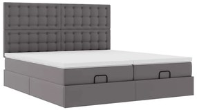 vidaXL Οθωμανικό Κρεβάτι με Στρώματα Γκρι 180x200cm Faux Leather