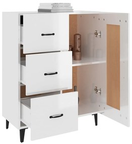 vidaXL Ντουλάπι Γυαλιστερό Λευκό 69,5x34x90 εκ. Επεξεργασμένο Ξύλο