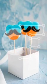 Intra Συλλεκτικό Ξύλινο Παζλ Plywood 4mm - Τρία Cake Pops με πορτοκαλί και μπλε μουστάκια σε λευκό κουτί Σε Ξύλινο Κουτί - Διαστάσεις: 10x10 cm – 25 κομμάτια