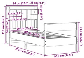 ΚΡΕΒΑΤΙ ΒΙΒΛΙΟΘΗΚΗ ΧΩΡΙΣ ΣΤΡΩΜΑ 90X200 ΕΚ. ΜΑΣΙΦ ΞΥΛΟ ΠΕΥΚΟΥ 3323037