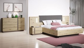 Lh-homefurniture Σετ Κρεβατοκάμαρας Arco Φυσικό με αποθηκευτικό χώρο για στρώμα 160x200 4τμχ Arcw-Set-1_art