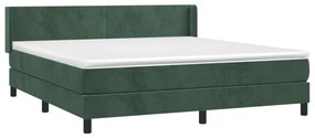 Κρεβάτι Boxspring με Στρώμα Σκούρο Πράσινο 180x200εκ. Βελούδινο - Πράσινο