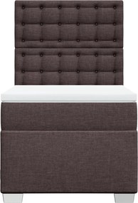 vidaXL Κρεβάτι Boxspring με Στρώμα Σκούρο Καφέ 100x200 εκ. Υφασμάτινο