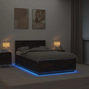 vidaXL Σκελετός Κρεβατιού με κεφαλάρι Καπνιστό Δρύς 135 x 190 cm