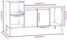 Έπιπλο Τηλεόρασης Λευκό 100 x 35 x 55 εκ. Επεξεργασμένο Ξύλο - Λευκό