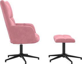 vidaXL Πολυθρόνα Relax Ροζ Βελούδινη με Σκαμπό