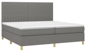 ΚΡΕΒΑΤΙ BOXSPRING ΜΕ ΣΤΡΩΜΑ &amp; LED ΣΚ.ΓΚΡΙ 200X200ΕΚ. ΥΦΑΣΜΑΤΙΝΟ 3135622