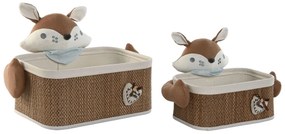 Σετ Καλαθιών Home ESPRIT Μπλε Καφέ 43 x 33 x 32,5 cm 2 Τεμάχια