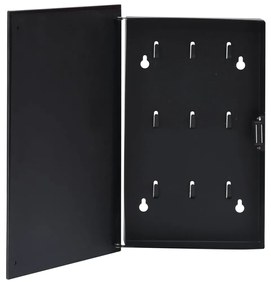 vidaXL Κλειδοθήκη με Μαγνητικό Πίνακα Μαύρη 30 x 20 x 5,5 εκ.