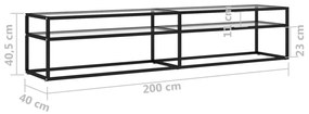 Έπιπλο Τηλεόρασης Διαφανές 200 x 40 x 40,5 εκ. από Γυαλί Ασφαλ. - Διαφανές