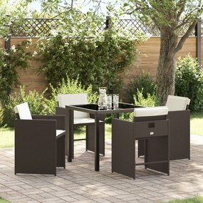vidaXL Σετ κήπου 5 κομματιών  με μαξιλάρια Καφέ Poly Rattan