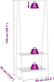 vidaXL Κρεμάστρα Ρούχων Δαπέδου Λευκή 59 x 35 x 150 εκ.