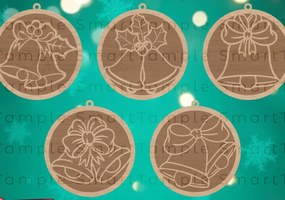 Σετ των 3 Intra απο ξύλο plywood 3mm-4mm πάχος Χριστουγεννιάτικα στολίδια με καμπάνα , Δίασταση 8x8 cm INTRAFABR-83718506