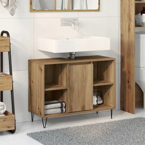 vidaXL Μονάδα Vanity Μπάνιου Μασίφ Δρυς Επεξεργασμένο Ξύλο Μεσαίο