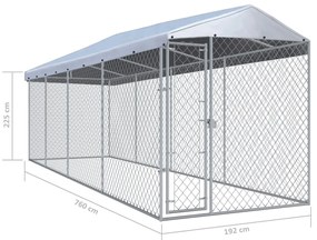 vidaXL Κλουβί Σκύλου Εξωτερικού Χώρου 760 x 190 x 225 εκ. με Στέγαστρο