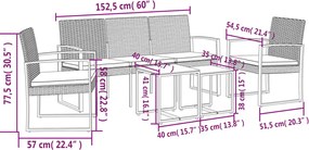 vidaXL Σετ Τραπεζαρίας Κήπου 5 τεμ. Σκ. Γκρι Ρατάν Πολυπροπ. &amp; Μαξιλ.