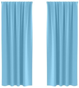 vidaXL Κουρτίνες με κουρτίνες 2 pcs Γαλάζιο 245x140εκ. Πολυεστέρας