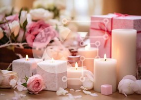 Intra Συλλεκτικό Ξύλινο Παζλ Plywood 4mm - Τραπέζι με κεριά και λουλούδια Σε Ξύλινο Κουτί - Διαστάσεις Puzzle: 10x10 cm – 25 κομμάτια