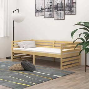 3083639 vidaXL Καναπές Κρεβάτι με Στρώμα 90 x 200 εκ. από Μασίφ Ξύλο Πεύκου Λευκό, 1 Τεμάχιο