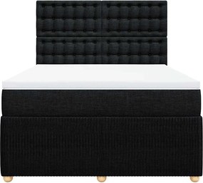 vidaXL Κρεβάτι Boxspring με Στρώμα Μαύρο 140x190 εκ. Υφασμάτινο