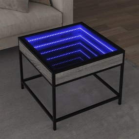 Τραπεζάκι Σαλονιού Άπειρο Φως LED Γκρι Sonoma 50x50x41 εκ. - Γκρι