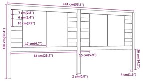 Κεφαλάρι Λευκό 141 x 4 x 100 εκ. Μασίφ Ξύλο Πεύκου - Λευκό