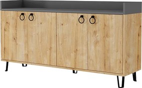 Μπουφές Dea Megapap χρώμα sapphire oak - ανθρακί 140x36x80εκ.