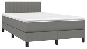 vidaXL Κρεβάτι Boxspring με Στρώμα Σκούρο Γκρι 120x190 εκ Υφασμάτινο