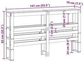 Κεφαλάρι με Ράφια 135 εκ. από Μασίφ Ξύλο Πεύκου - Καφέ