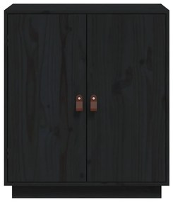Μπουφές Μαύρος 65,5x40x75 εκ. από Μασίφ Ξύλο Πεύκου - Μαύρο