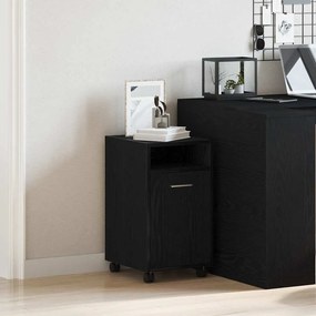 vidaXL Κομοδίνο με Ρόδες Μαύρο Δρυς 33x38x60 εκ Ξύλο