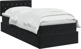 vidaXL Κρεβάτι Ottoman με στρώμα Μαύρο 100 x 200 cm Βελούδο