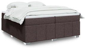 vidaXL Κρεβάτι Boxspring με Στρώμα Σκούρο Καφέ 200x200 εκ. Υφασμάτινο